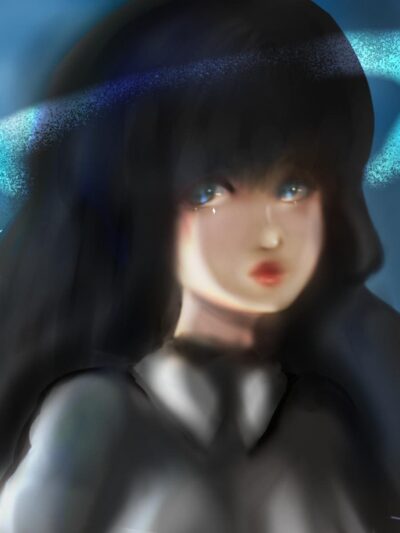 girl crying painting