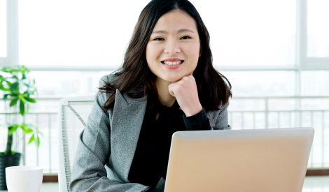 happy business girl working